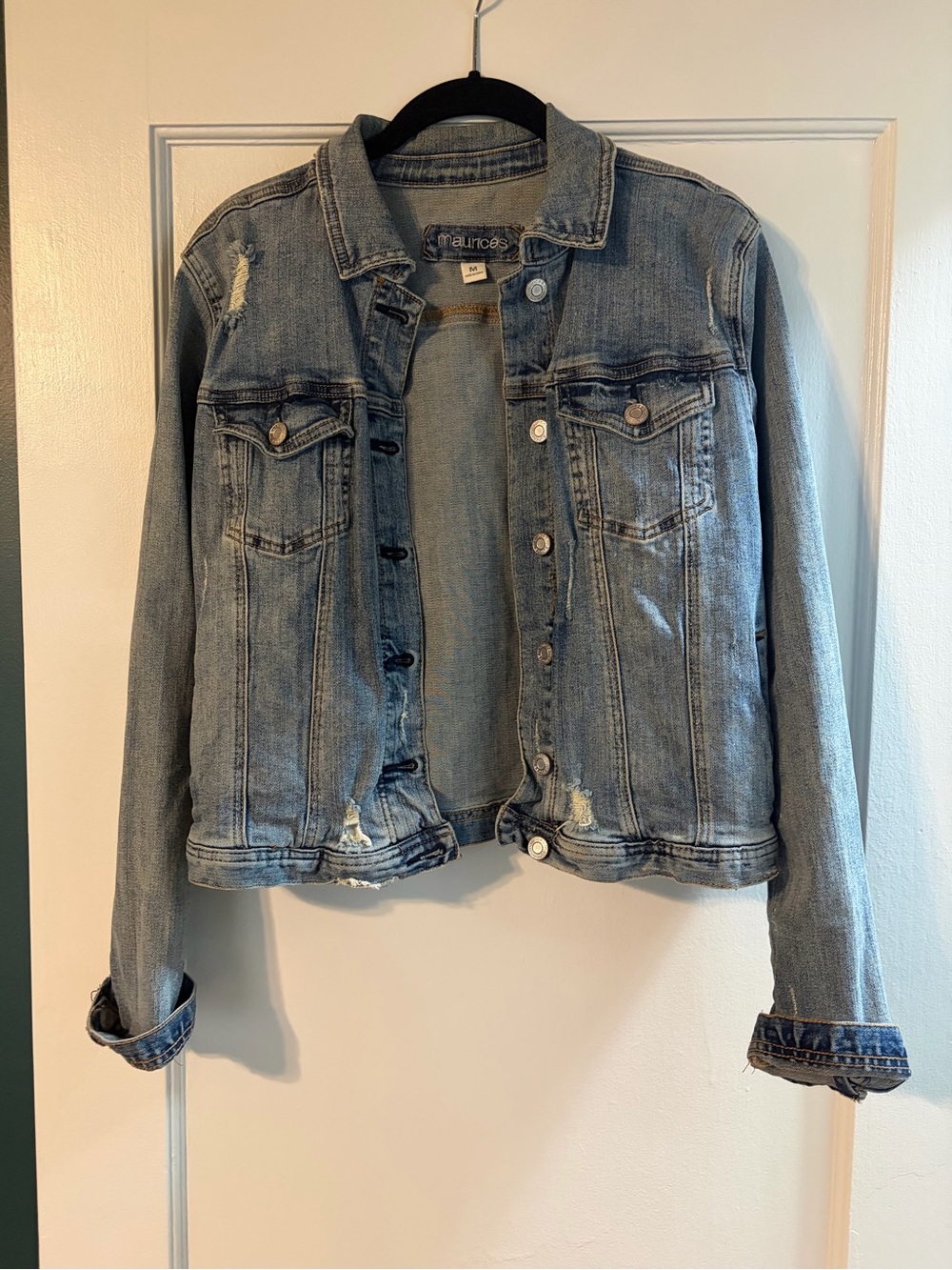 Maurices Light Wash Distressed Jean Jacket - Women
